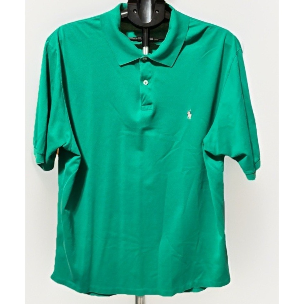 Polo‎ Golf Polo Mens XL Kelly Green Short Sleeve Pink Pony Logo Cotton Preppy